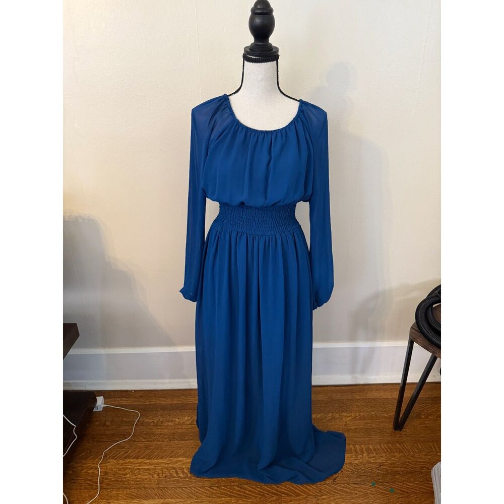 Adrianna Papell Long Sleeve Blue Dress Size M